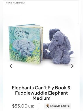 Jellycat Elephant Plush & "Elephants Can't Fly" Book - Soft Blue
